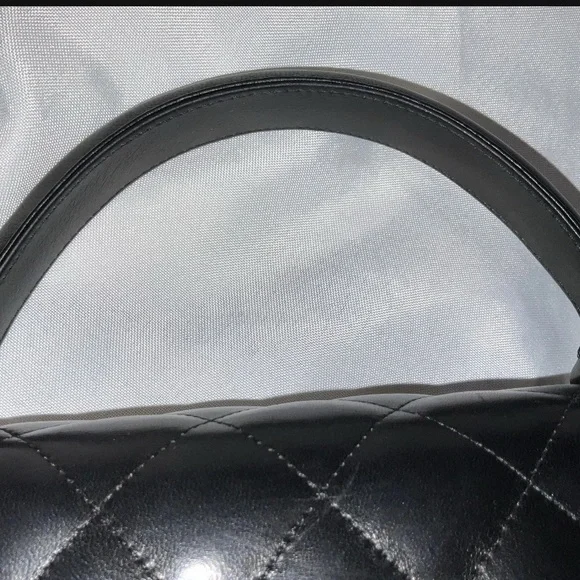 Excellent Chanel Kelly Top Handle Black Silver Hardware Medium 10” - Picture 6 of 8